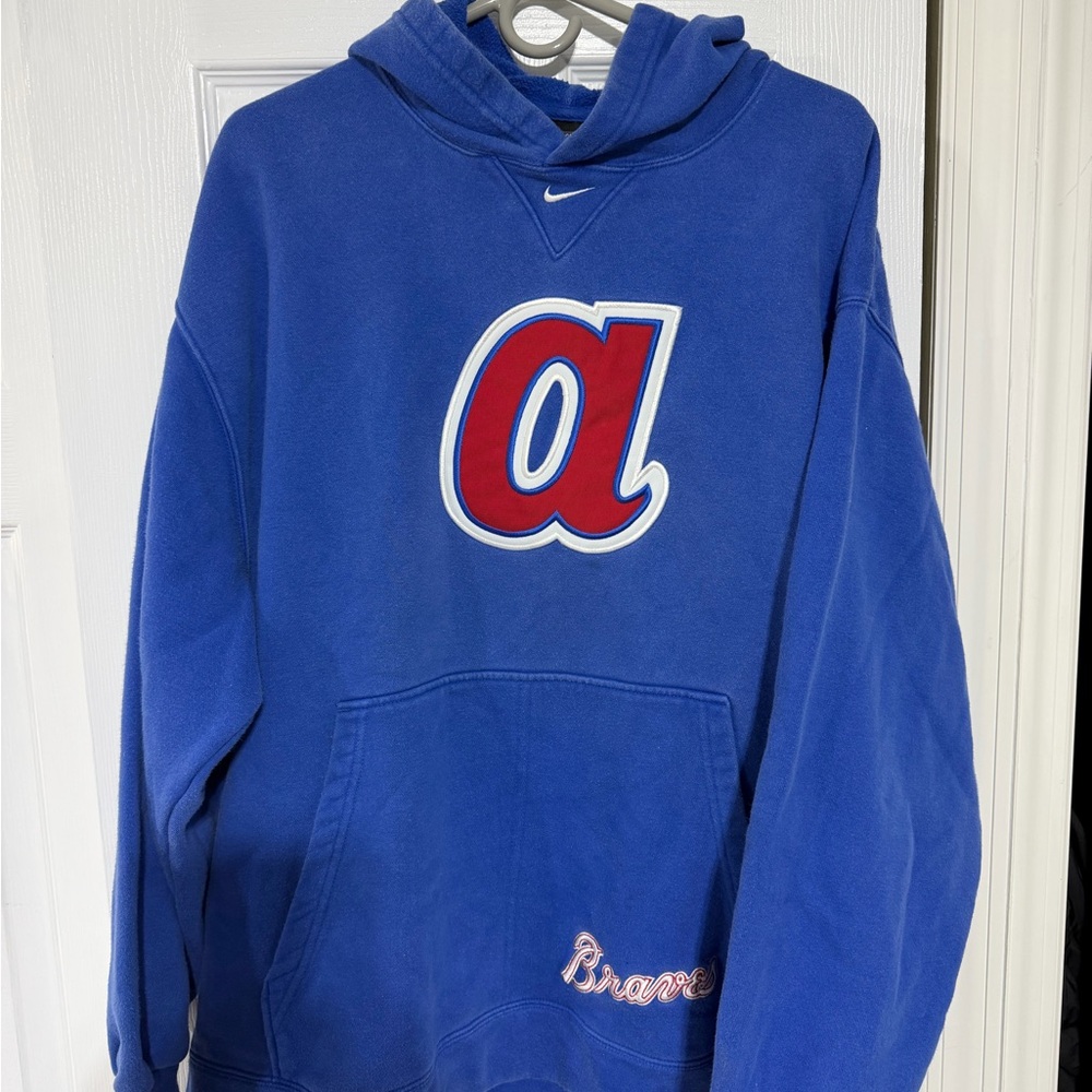 Nike Royal Blue — Atlanta Braves MLB Hoodie Sweatshirt Cooperstown Collection